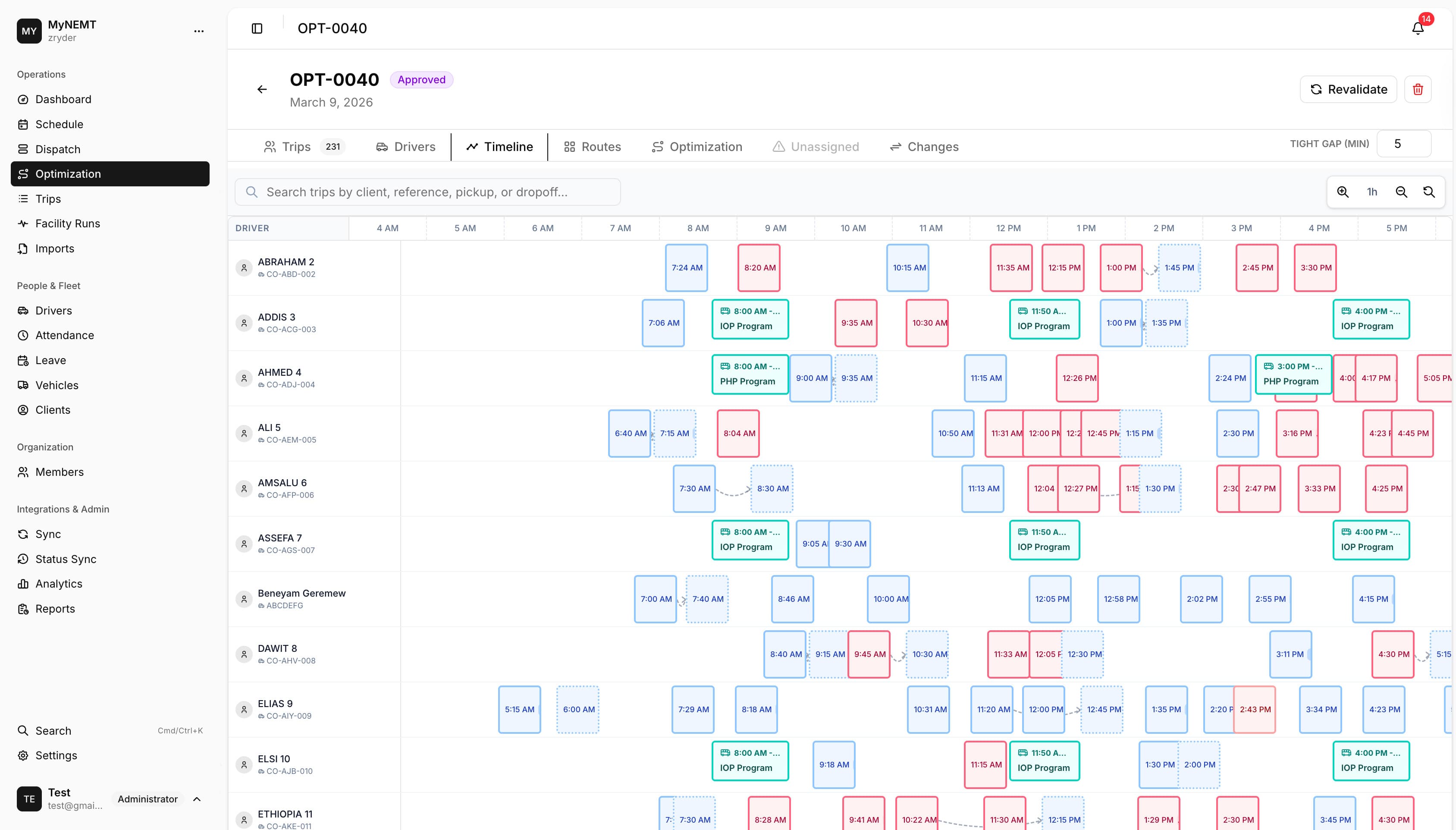 Route optimization and scheduling interface